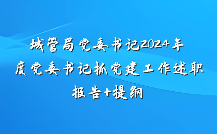 城管局党委书记2024年度党委书记抓党建工作述职报告 提纲