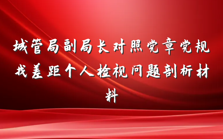 城管局副局长对照党章党规找差距个人检视问题剖析材料