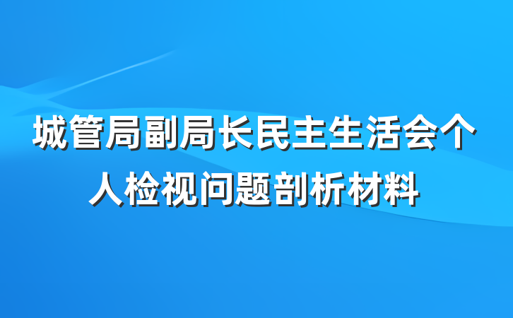 城管局副局长民主生活会个人检视问题剖析材料
