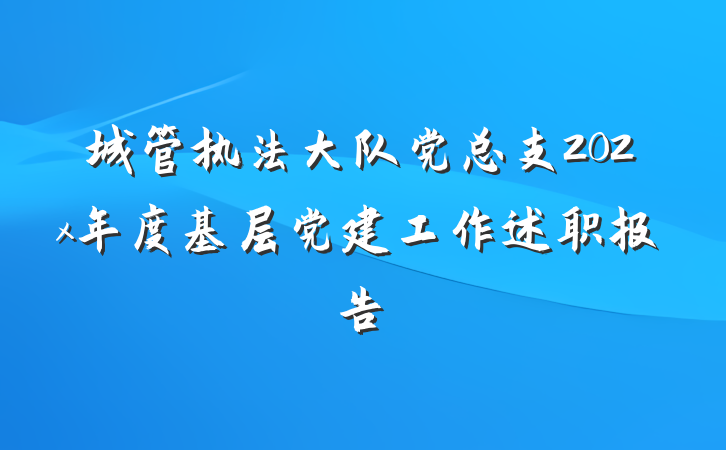 城管执法大队党总支202x年度基层党建工作述职报告