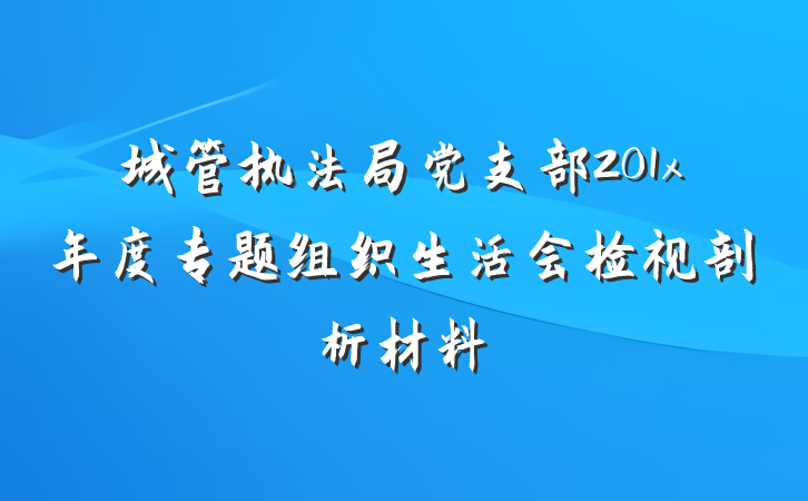 城管执法局党支部201x年度专题组织生活会检视剖析材料