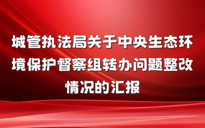 城管执法局关于中央生态环境保护督察组转办问题整改情况的汇报