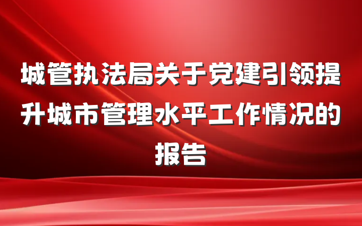 城管执法局关于党建引领提升城市管理水平工作情况的报告
