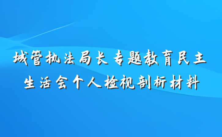 城管执法局长专题教育民主生活会个人检视剖析材料