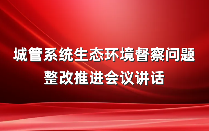 城管系统生态环境督察问题整改推进会议讲话