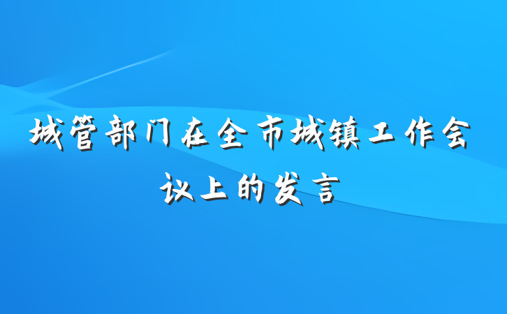 城管部门在全市城镇工作会议上的发言