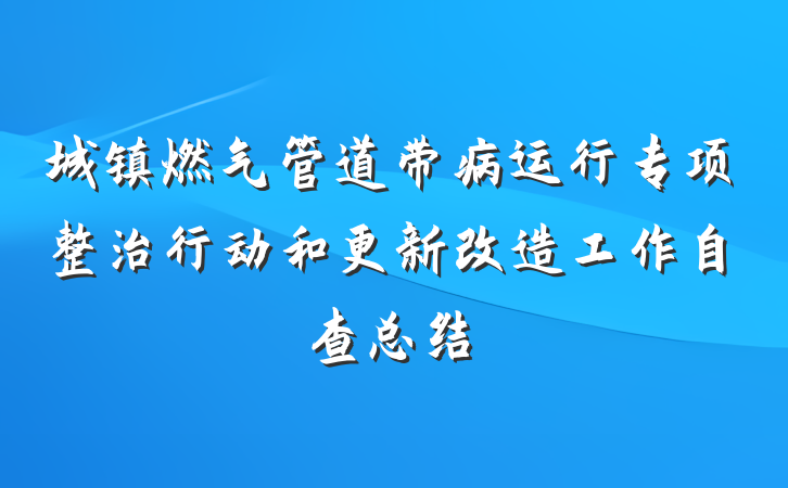 城镇燃气管道带病运行专项整治行动和更新改造工作自查总结