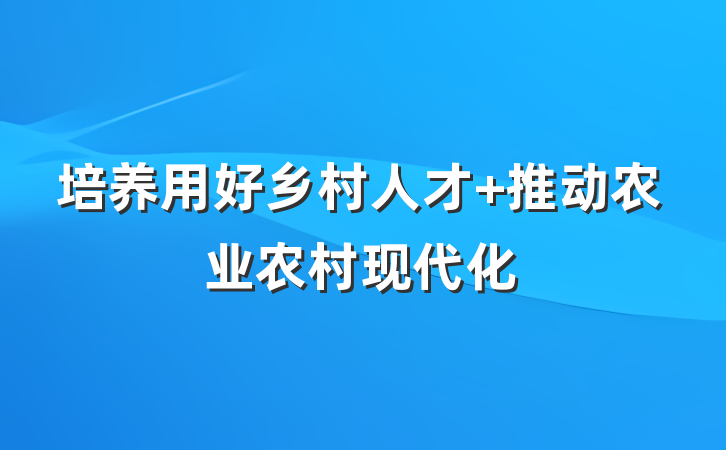 培养用好乡村人才 推动农业农村现代化