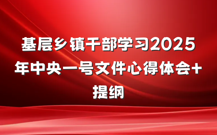 基层乡镇干部学习2025年中央一号文件心得体会 提纲
