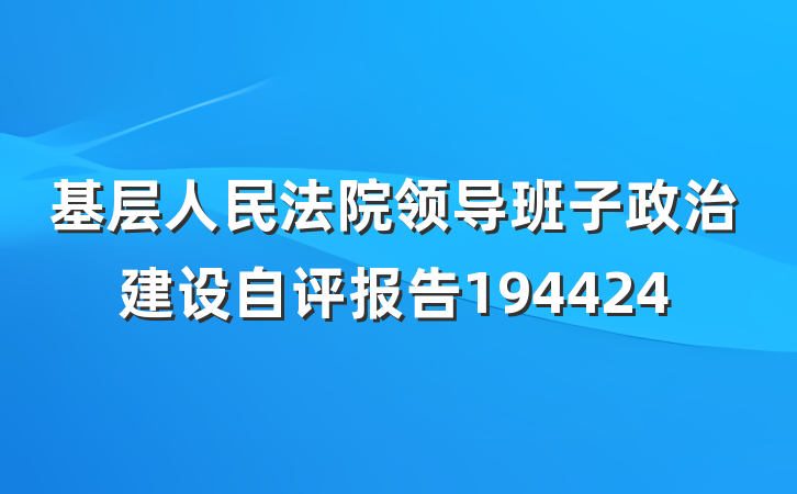 基层人民法院领导班子政治建设自评报告194424