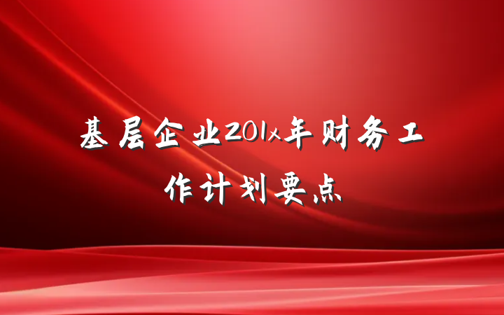 基层企业201x年财务工作计划要点