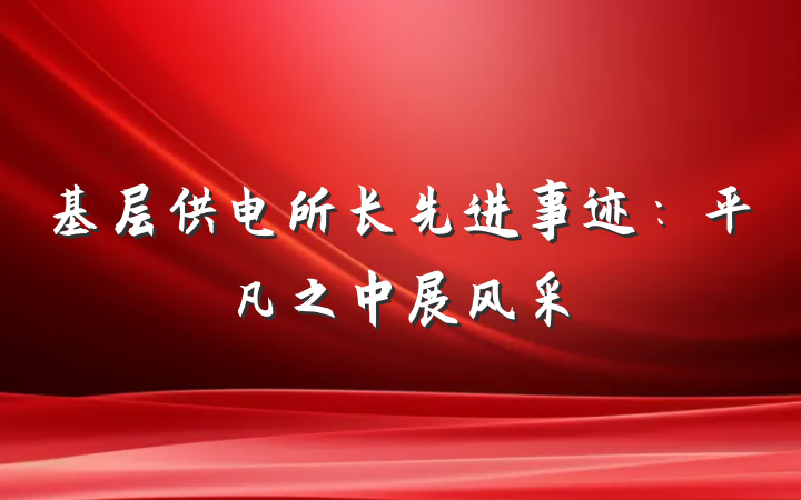 基层供电所长先进事迹：平凡之中展风采