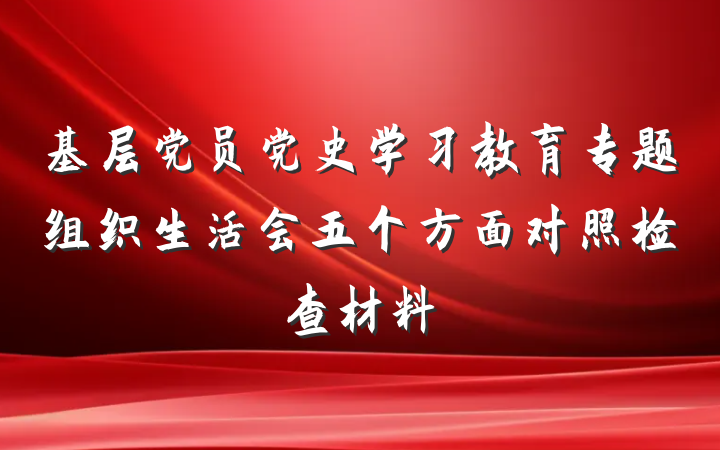 基层党员党史学习教育专题组织生活会五个方面对照检查材料