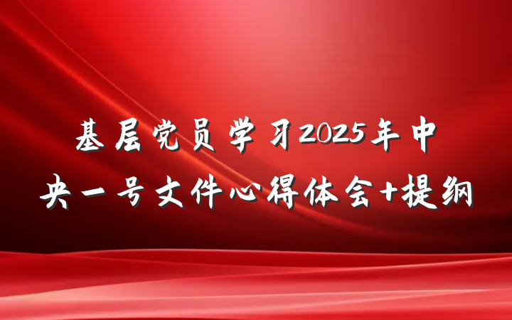 基层党员学习2025年中央一号文件心得体会 提纲