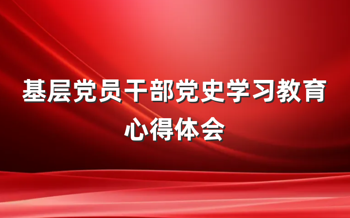 基层党员干部党史学习教育心得体会