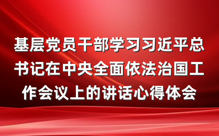 基层党员干部学习习近平总书记在中央全面依法治国工作会议上的讲话心得体会