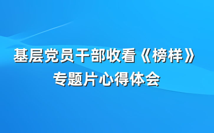基层党员干部收看《榜样》专题片心得体会