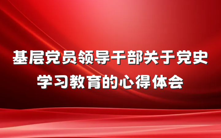 基层党员领导干部关于党史学习教育的心得体会