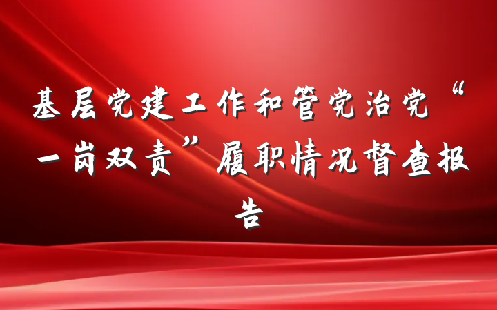 基层党建工作和管党治党“一岗双责”履职情况督查报告