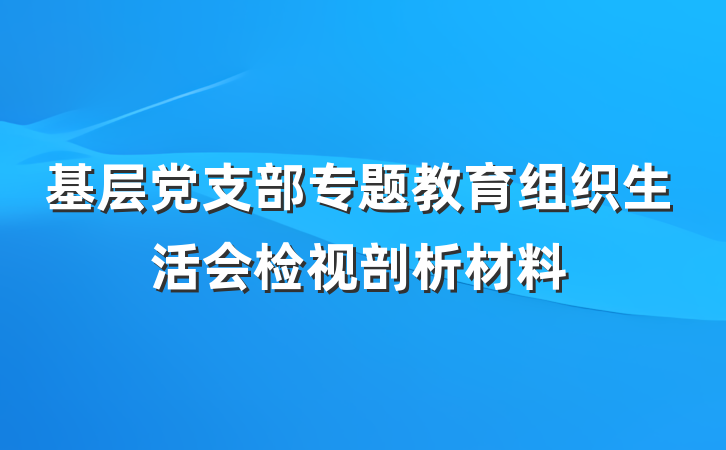 基层党支部专题教育组织生活会检视剖析材料