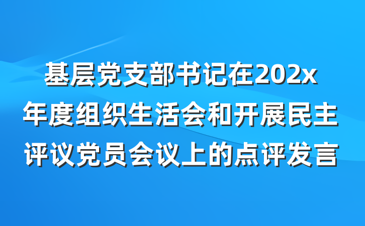 基层党支部书记在202x年度组织生活会和开展民主评议党员会议上的点评发言