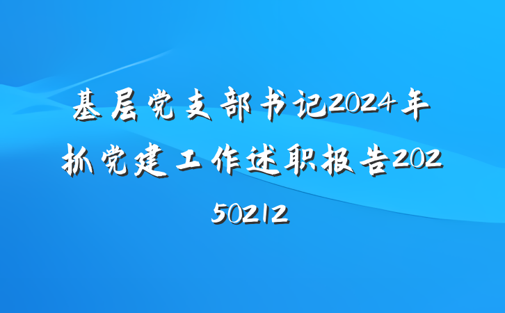 基层党支部书记2024年抓党建工作述职报告20250212