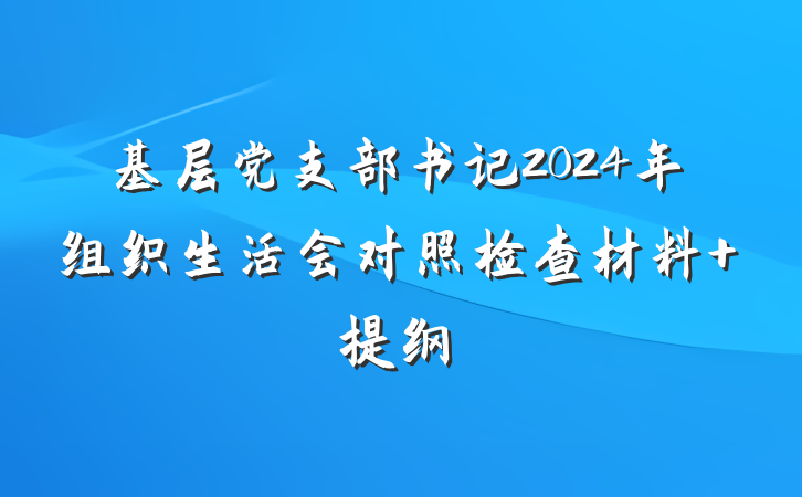 基层党支部书记2024年组织生活会对照检查材料 提纲
