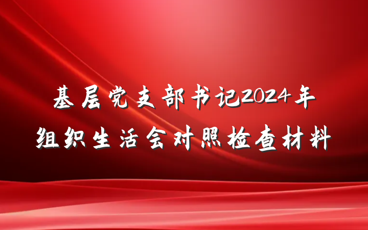 基层党支部书记2024年组织生活会对照检查材料