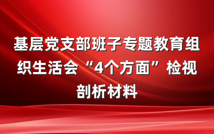 基层党支部班子专题教育组织生活会“4个方面”检视剖析材料