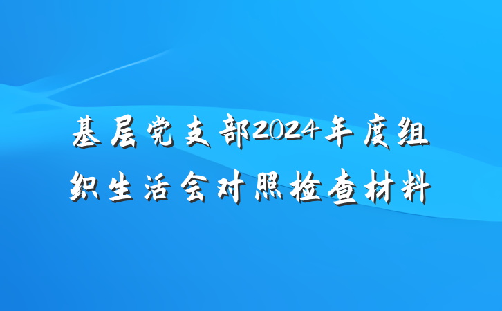 基层党支部2024年度组织生活会对照检查材料