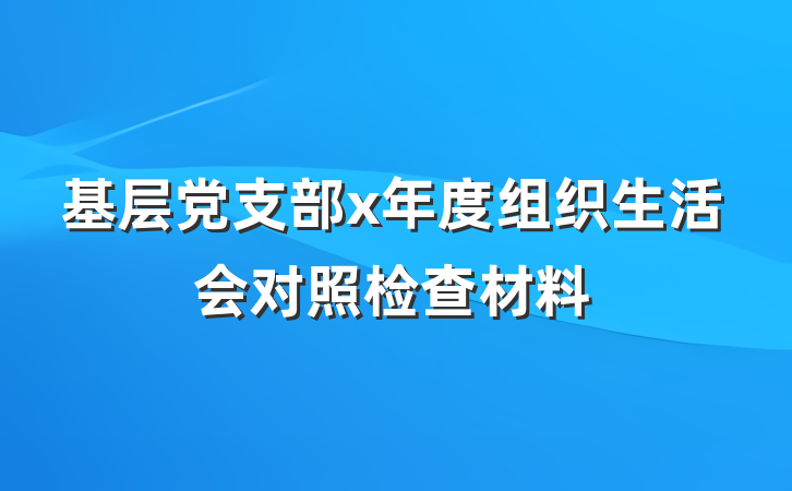 基层党支部x年度组织生活会对照检查材料