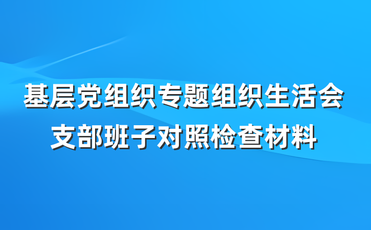 基层党组织专题组织生活会支部班子对照检查材料