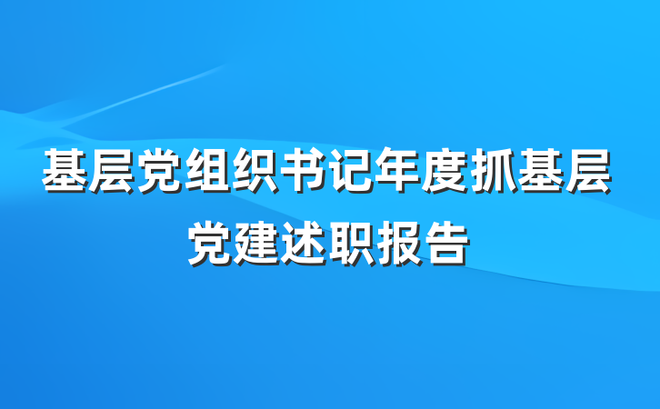 基层党组织书记年度抓基层党建述职报告