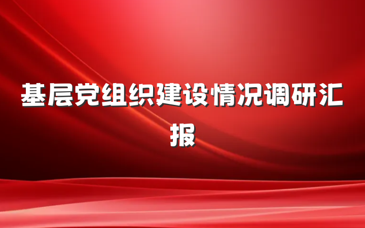 基层党组织建设情况调研汇报