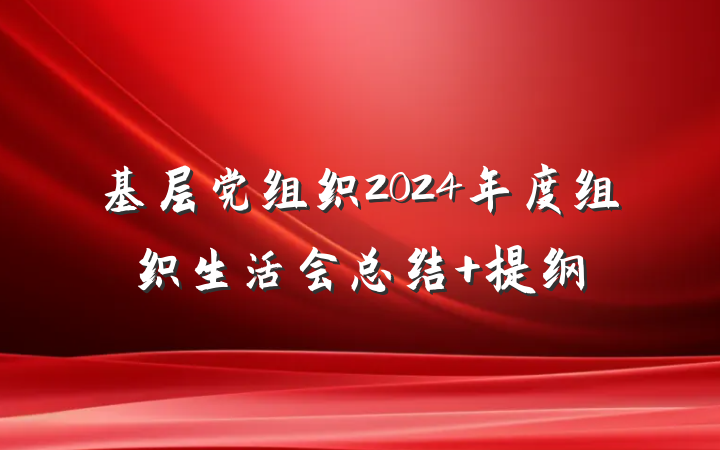 基层党组织2024年度组织生活会总结 提纲