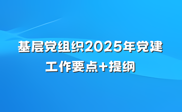 基层党组织2025年党建工作要点 提纲