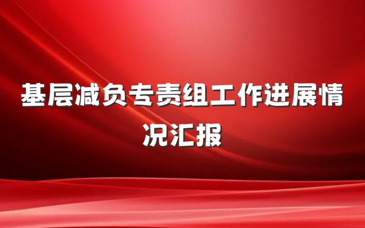 基层减负专责组工作进展情况汇报