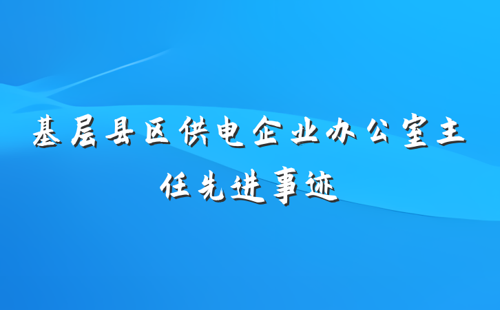基层县区供电企业办公室主任先进事迹