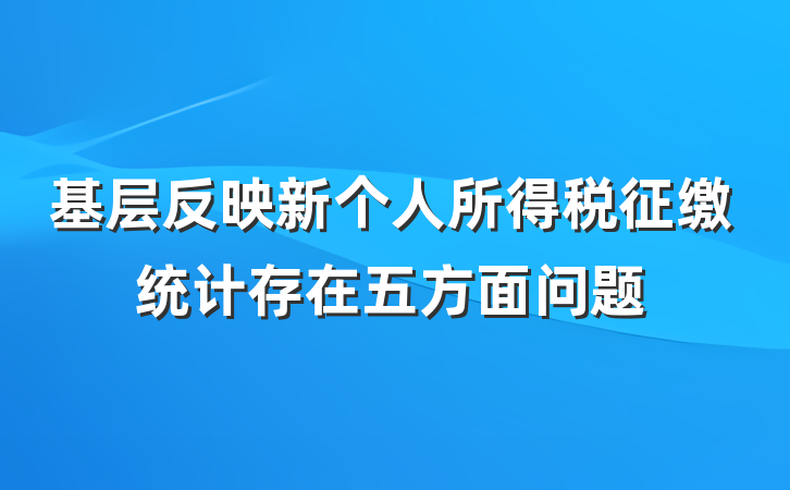 基层反映新个人所得税征缴统计存在五方面问题