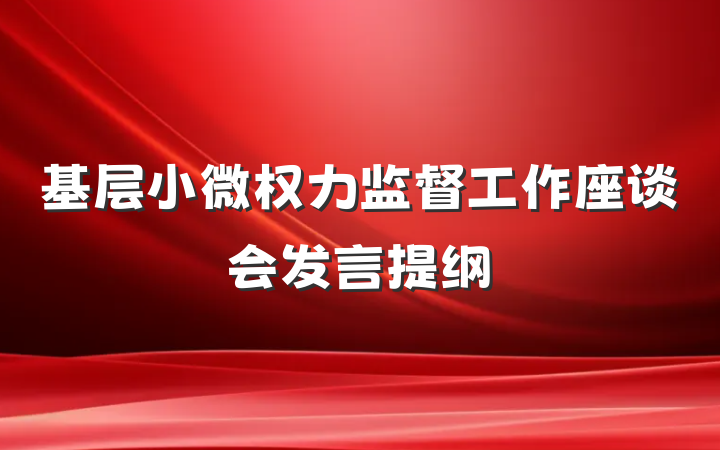 基层小微权力监督工作座谈会发言提纲