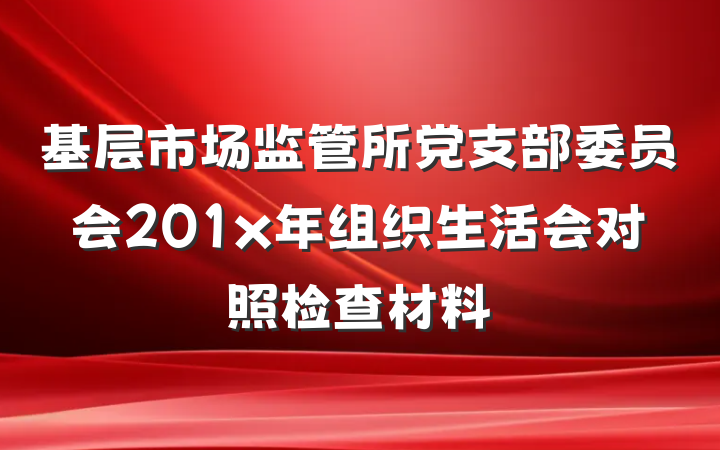 基层市场监管所党支部委员会201x年组织生活会对照检查材料
