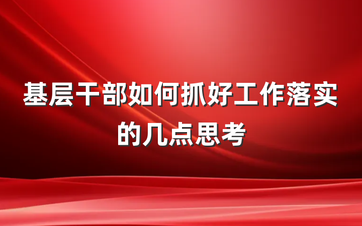 基层干部如何抓好工作落实的几点思考