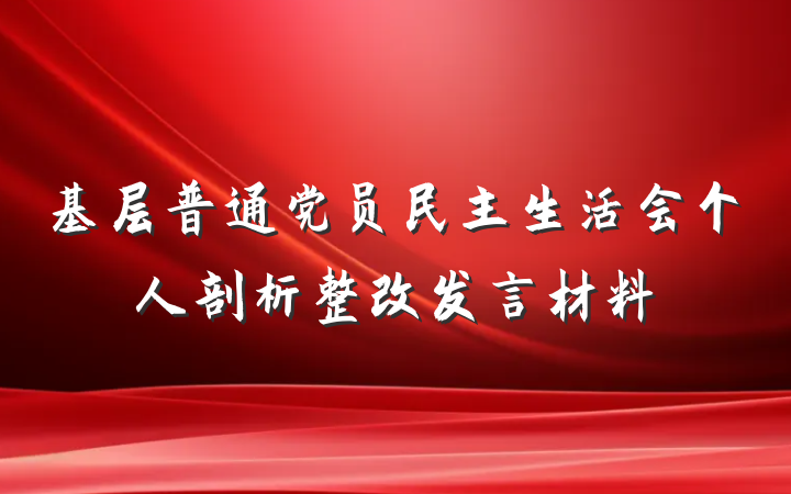 基层普通党员民主生活会个人剖析整改发言材料