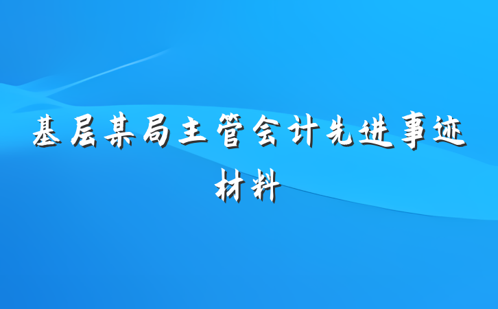 基层某局主管会计先进事迹材料