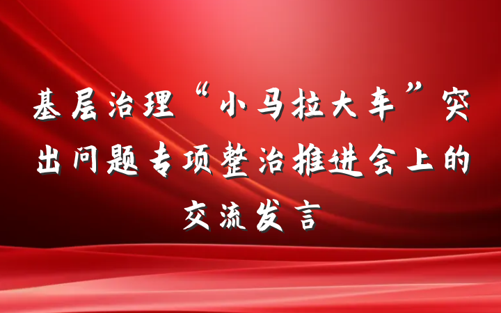 基层治理“小马拉大车”突出问题专项整治推进会上的交流发言