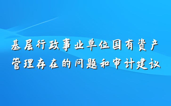 基层行政事业单位国有资产管理存在的问题和审计建议