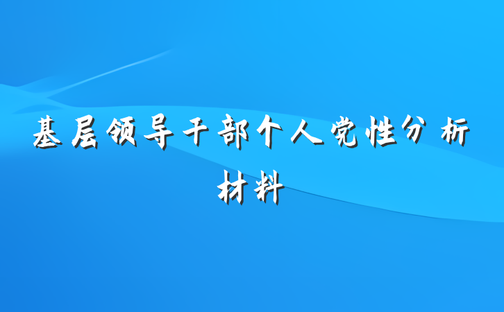 基层领导干部个人党性分析材料
