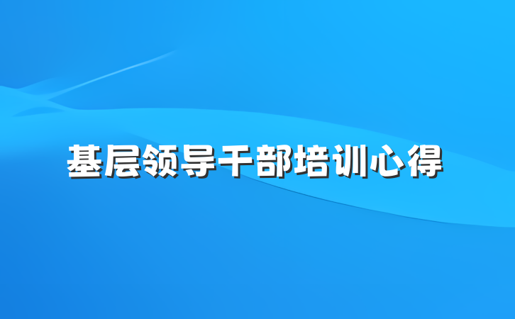 基层领导干部培训心得