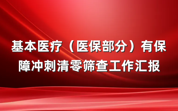 基本医疗（医保部分）有保障冲刺清零筛查工作汇报