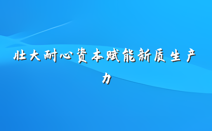 壮大耐心资本赋能新质生产力